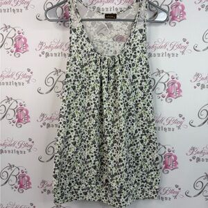 Lavish maternity tank top flowers lace Lacie White green Floral Tank Top